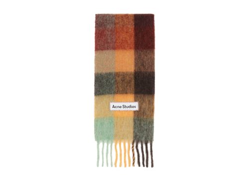 Acne Studios Mohair Checked Scarf Brown & Yellow