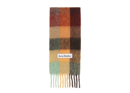Acne Studios Mohair Checked Scarf Brown & Yellow