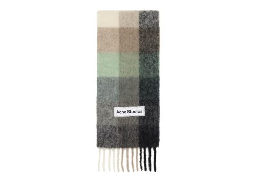 Acne Studios Mohair Checked Scarf Green & Gray