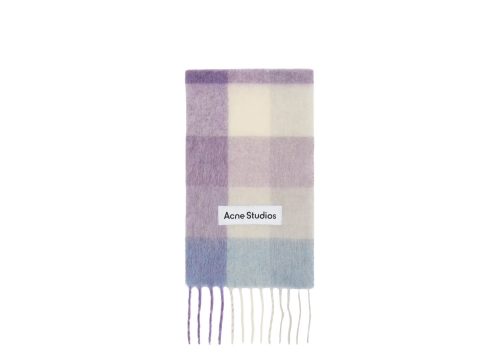 Acne Studios Mohair Checked Scarf Purple & White