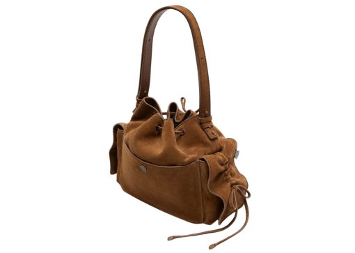 Acne Studios Multipocket Bucket Bag Suede Cognac Brown