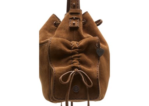 Acne Studios Multipocket Bucket Bag Suede Cognac Brown
