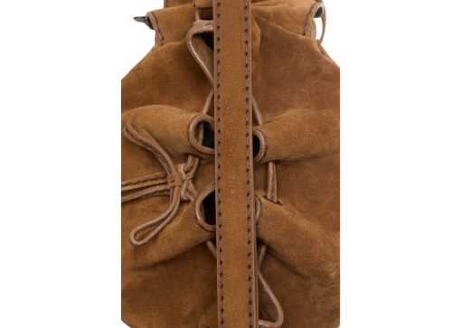 Acne Studios Multipocket Bucket Bag Suede Cognac Brown