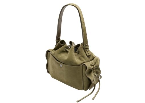 Acne Studios Multipocket Bucket Bag Suede Herb Green