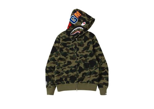 BAPE 1st Camo Shark Full Zip Hoodie Green