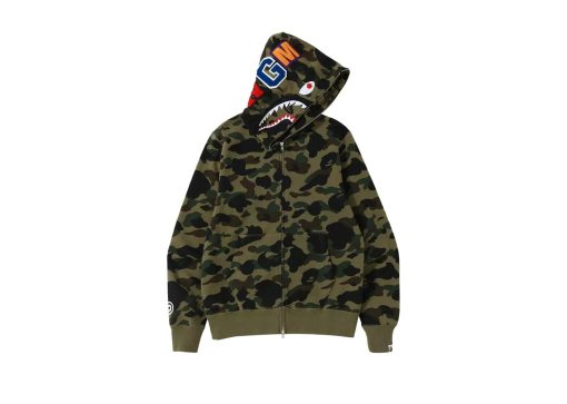 BAPE 1st Camo Shark Full Zip Hoodie Green