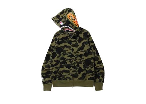 BAPE 1st Camo Shark Full Zip Hoodie Green