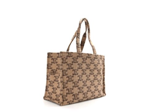 Celine Canvas Calfskin Triomphe Large Cabas Thais Camel