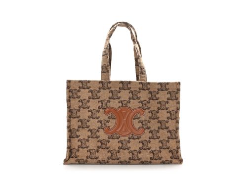 Celine Canvas Calfskin Triomphe Large Cabas Thais Camel