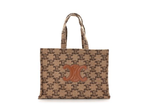 Celine Canvas Calfskin Triomphe Large Cabas Thais Camel