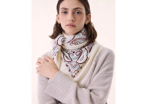 Kujten Large Bandana Hachiko Bico Blanc Bordeaux Sienne