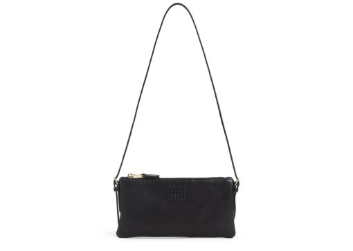 Miu Miu Adjustable Leather Handle Pouch Black