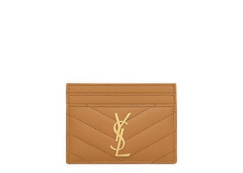 Saint Laurent Cassandre Matelassé Card Case Dark Natural