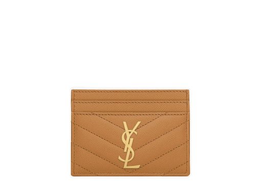 Saint Laurent Cassandre Matelassé Card Case Dark Natural