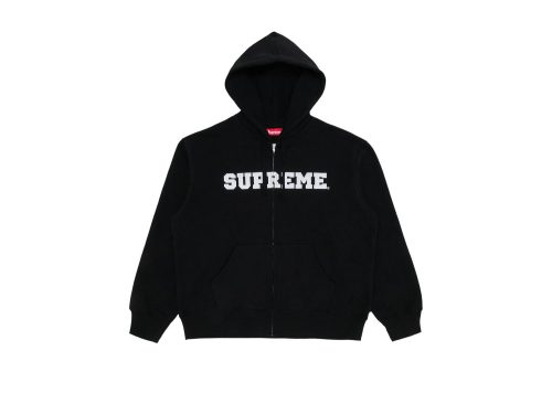 Supreme Collegiate Applique Zip Up Hooded Sweatshirt Black