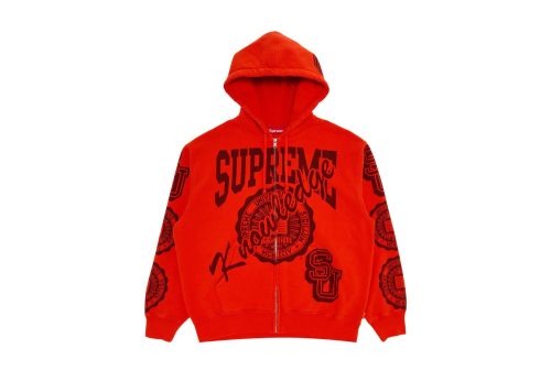 Supreme Knowledge Reigns Zip Up Hooded Sweatshirt Red
