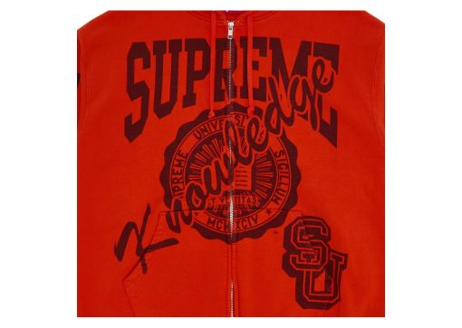Supreme Knowledge Reigns Zip Up Hooded Sweatshirt Red