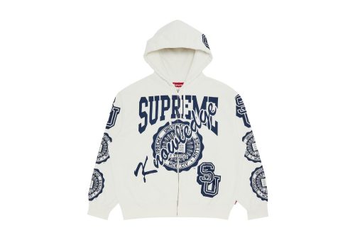 Supreme Knowledge Reigns Zip Up Hooded Sweatshirt White