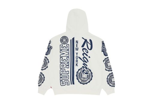 Supreme Knowledge Reigns Zip Up Hooded Sweatshirt White