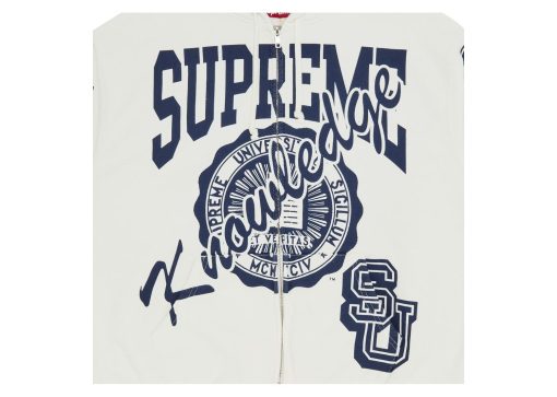 Supreme Knowledge Reigns Zip Up Hooded Sweatshirt White