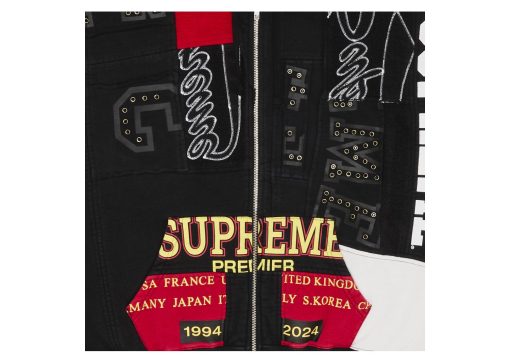 Supreme Patchwork Zip Up Hooded Sweatshirt Black