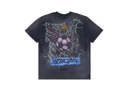 Travis Scott x FC Barcelona Washed Spray Logo Tee Black