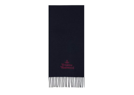 Vivienne Westwood Navy Embroidered Scarf