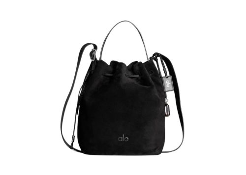 Alo Balance Bucket Bag Black Suede