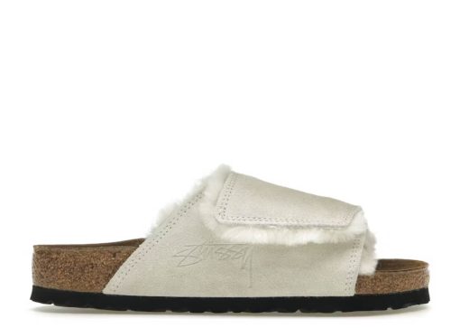 Birkenstock Solana Shearling Slide Stussy Bone
