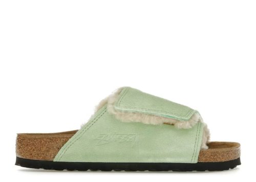 Birkenstock Solana Shearling Slide Stussy Washed Green
