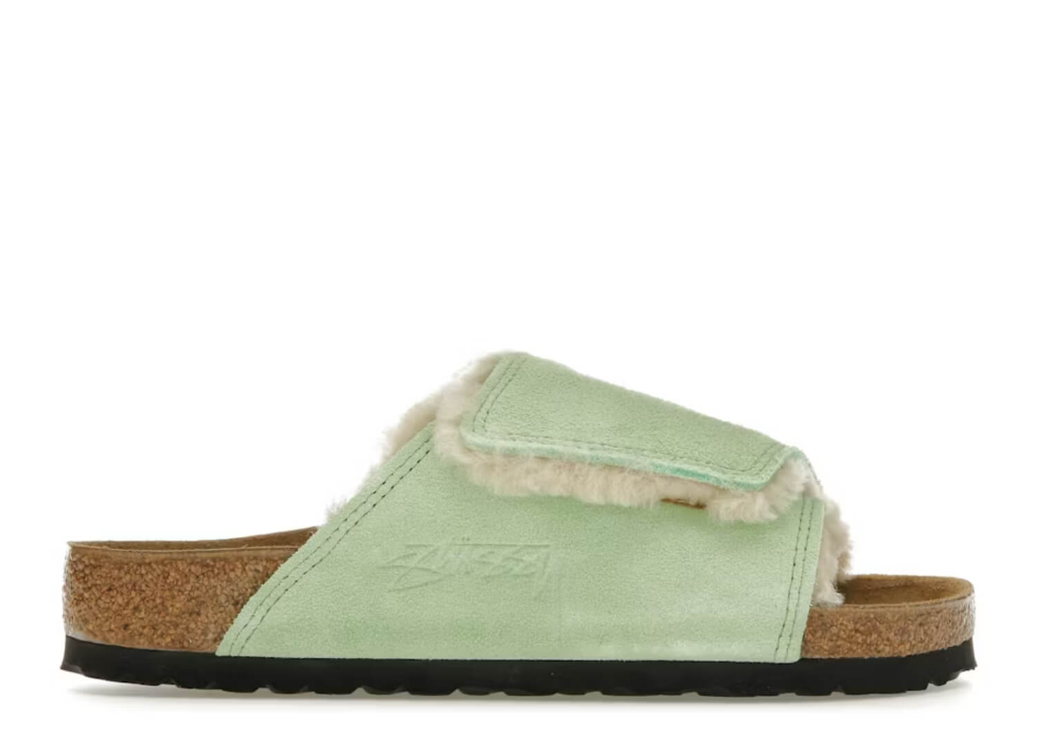 Birkenstock Solana Shearling Slide Stussy Washed Green