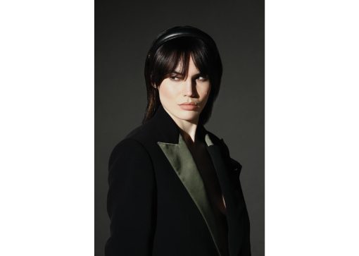 Leather Puffed Headband With Gold Plated Logo