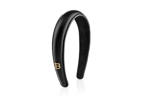 Balmain Leather Puffed Headband With Gold Plated Logo