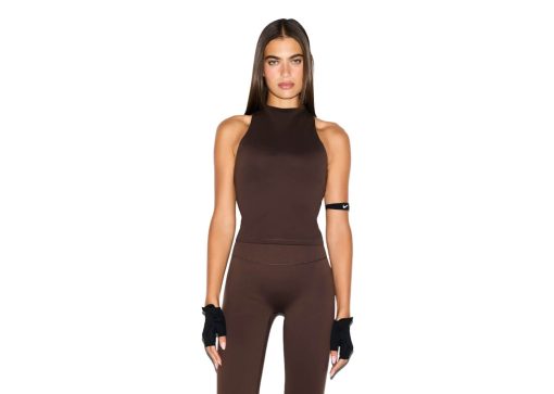 Nike x SKIMS Women's Matte Mock Neck Racer Tank Dark Sepia