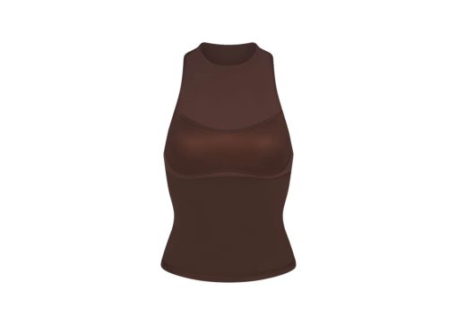 Nike x SKIMS Women's Matte Mock Neck Racer Tank Dark Sepia
