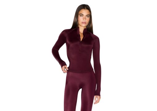 Nike x SKIMS Women's Shine Long Sleeve Half Zip Top Currant