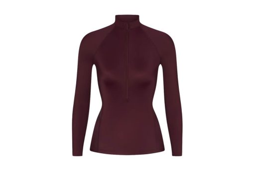 Nike x SKIMS Women's Shine Long Sleeve Half Zip Top Currant