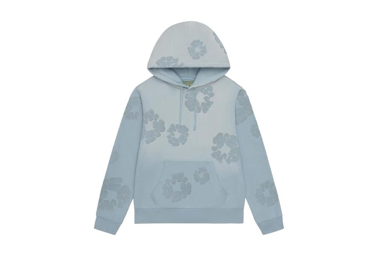 Denim Tears Faded Mono Cotton Wreath Hoodie Light Blue