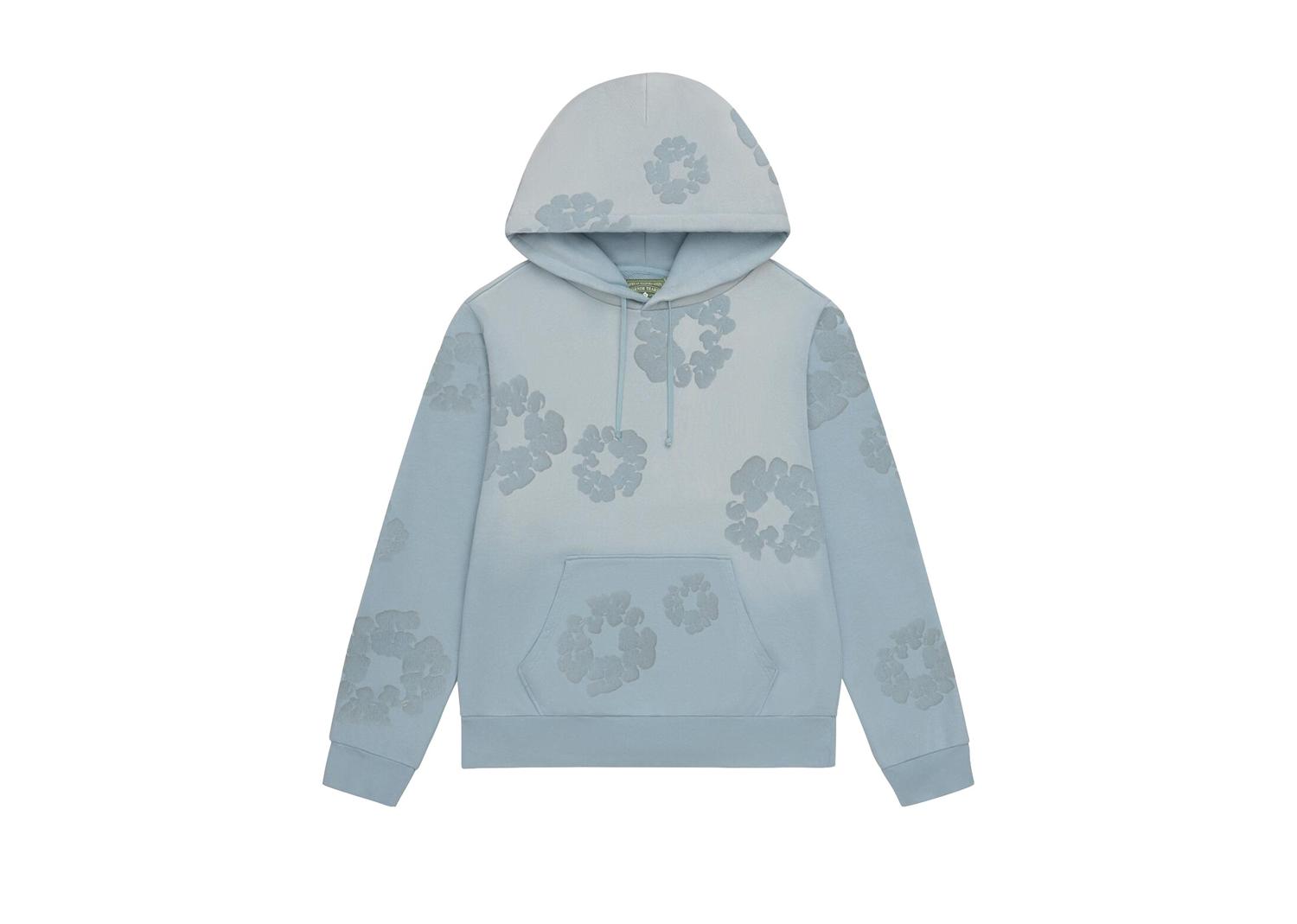 Denim Tears Faded Mono Cotton Wreath Hoodie Light Blue