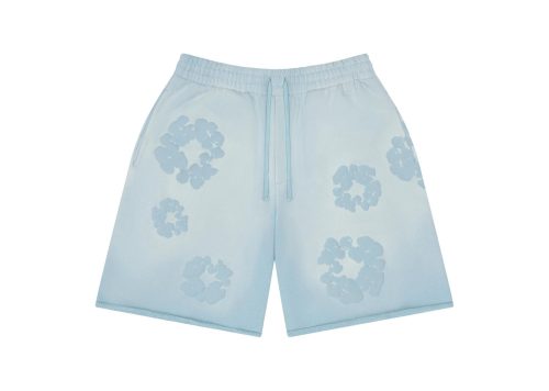 Denim Tears Faded Mono Cotton Wreath Sweatshorts Light Blue