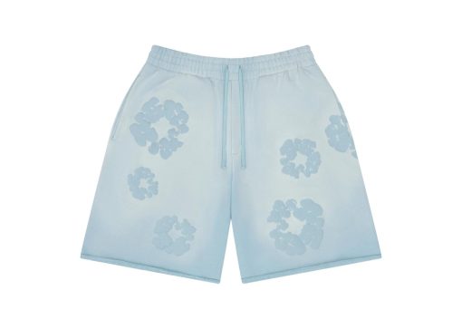 Denim Tears Faded Mono Cotton Wreath Sweatshorts Light Blue