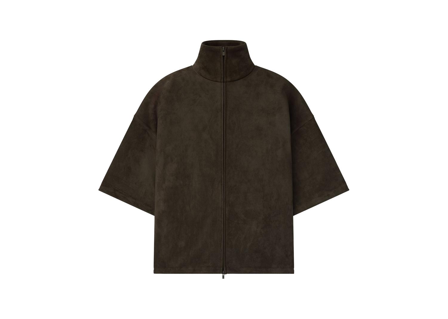 Fear of God Essentials Suede Fleece High Neck 34 Sleeve Jacket Brown