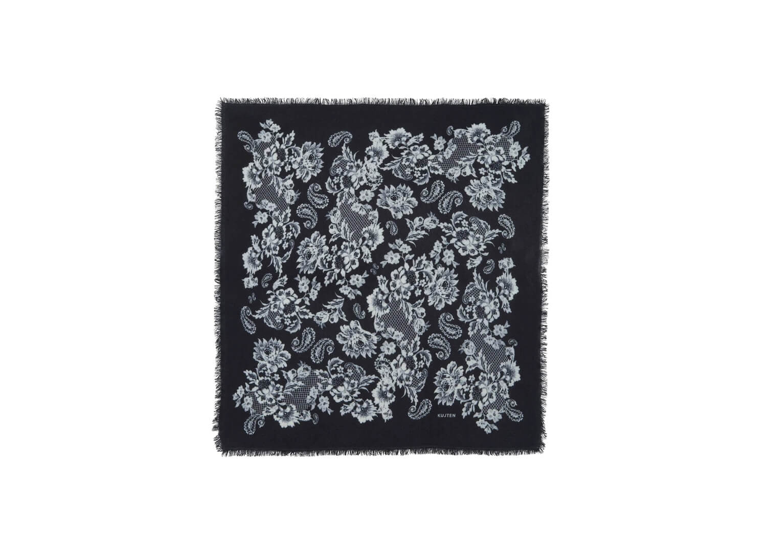 Kujten Large Bandana Hachiko Lace Noir  Blanc