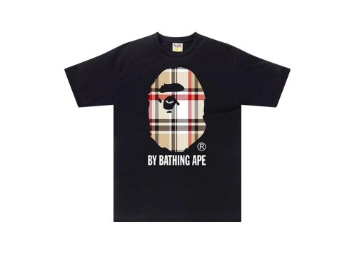 BAPE A Bathing Ape Check by Bathing Tee BlackBeige