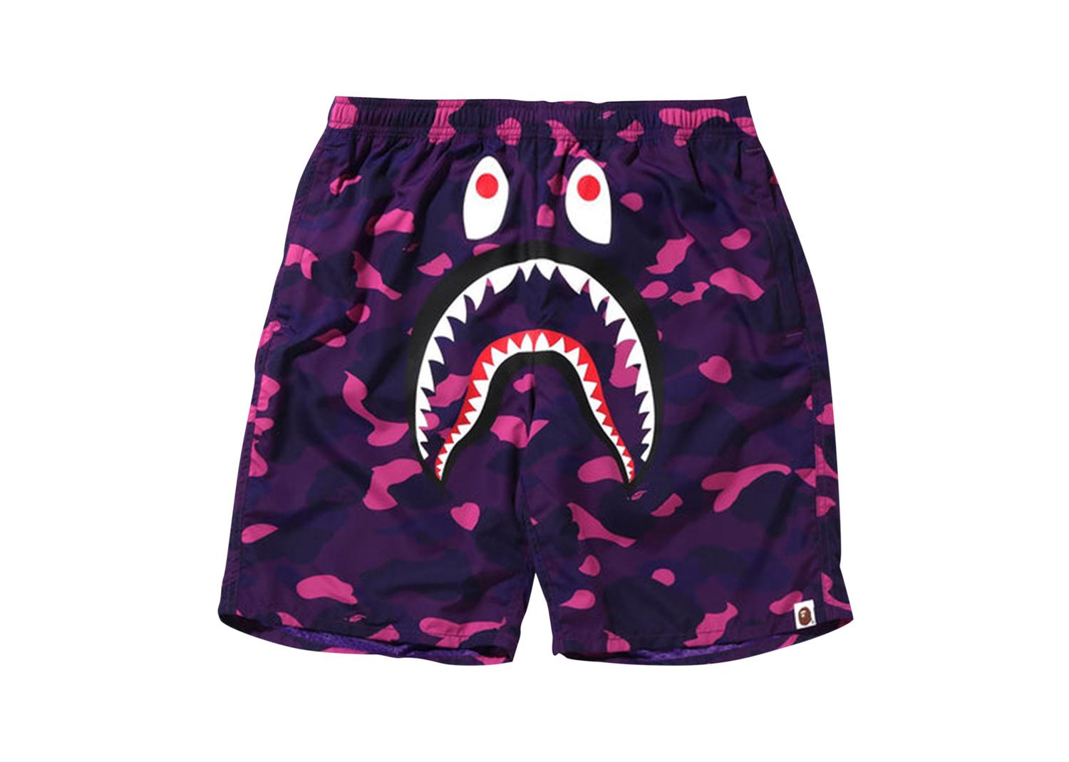 BAPE Color Camo Shark Beach Shorts Purple