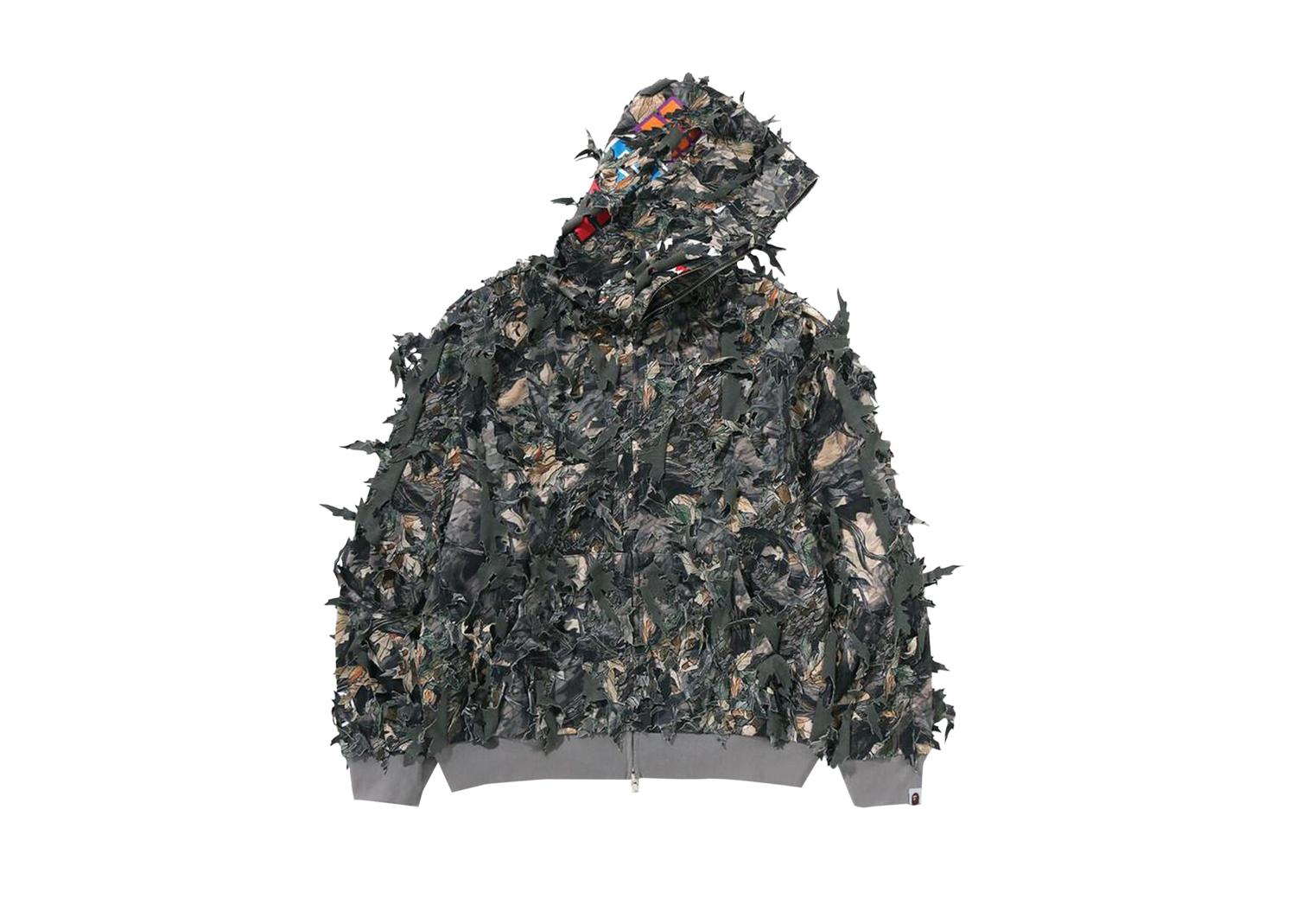 BAPE Laser Cut Cropped Shark Full Zip Hoodie Tree Edge Camo