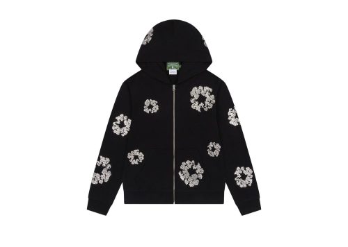 Denim Tears Cashmere Swarovski Cotton Wreath Zip Hoodie Black