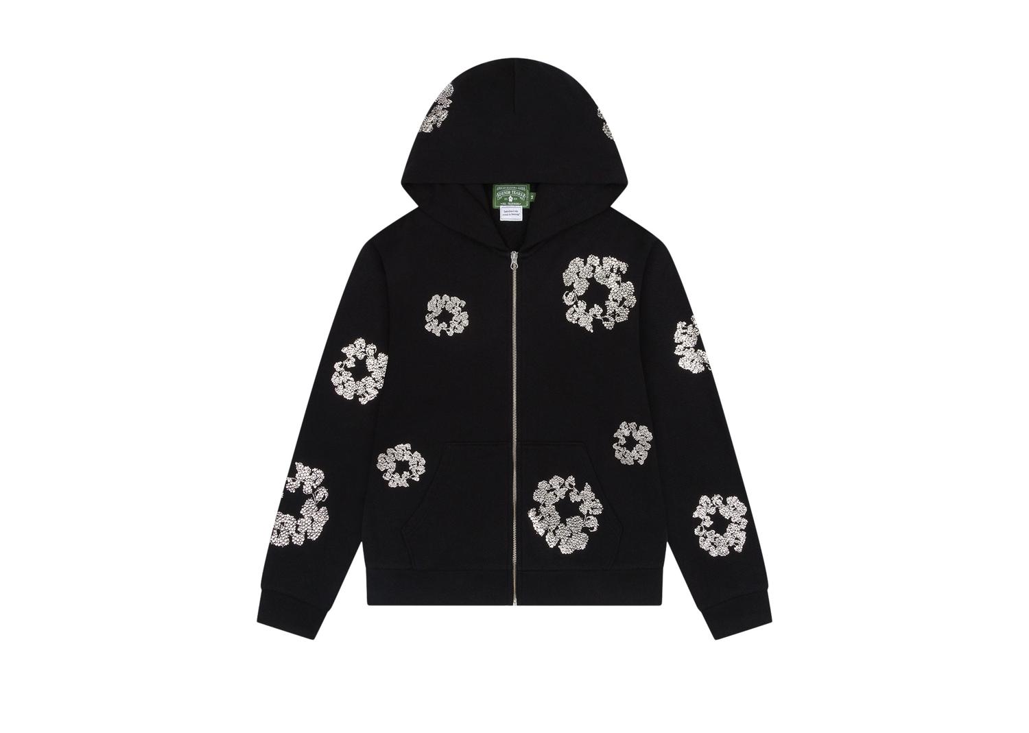 Denim Tears Cashmere Swarovski Cotton Wreath Zip Hoodie Black