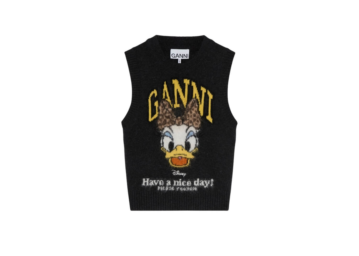 GANNI Daisy Duck Graphic Wool Vest Phantom