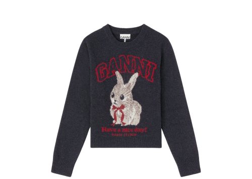 GANNI Graphic Wool Jumper Phantom